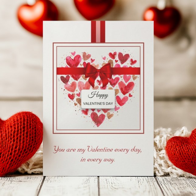 Cartes Pour Fêtes Annuelles Élégant amour coeur Bow Red Valentine's Day (Créateur téléchargé)