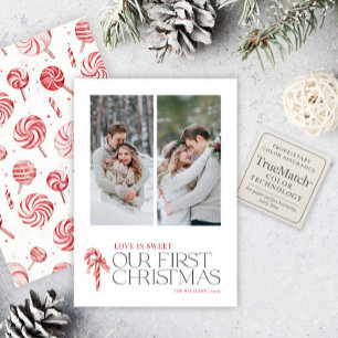 Cartes Pour Fêtes Annuelles Élégant amour est doux premier Noël rouge 2 photo