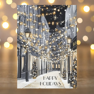 Cartes Pour Fêtes Annuelles Élégant Aquarelle Chic Or Noir Joyeuses Fêtes