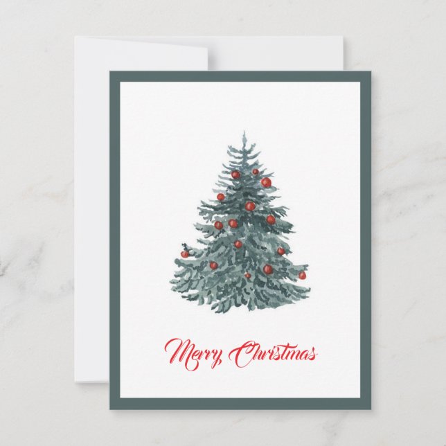 Cartes Pour Fêtes Annuelles Elégant Aquarelle moderne Arbre de Noël (Devant)