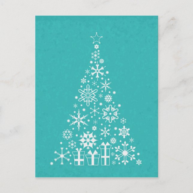 Cartes Pour Fêtes Annuelles élégant arbre de Noël blanc et turquoise (Devant)