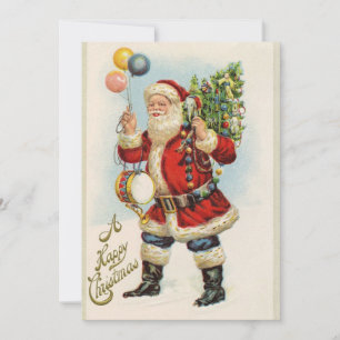 Cartes Pour Fêtes Annuelles Élégant arbre de Noël du Père Noël Vintage rétro