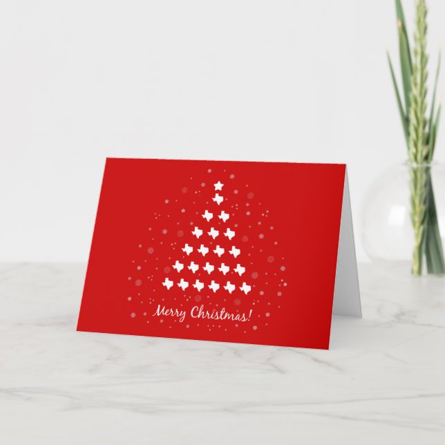 Cartes Pour Fêtes Annuelles Élégant arbre de Noël du Texas sur le rouge (Devant)