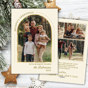 Cartes Pour Fêtes Annuelles Elégant Arc d'or Joyeuses Fêtes moderne 4 Photo