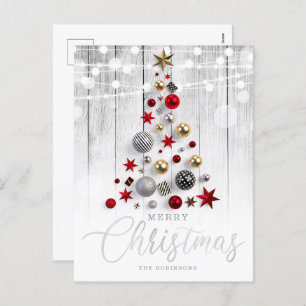 Cartes Pour Fêtes Annuelles Elégant Argent Rustique Gold Noël Arbre