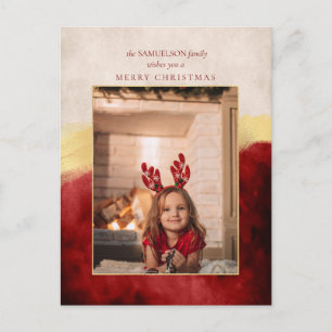 Cartes Pour Fêtes Annuelles Élégant Artisan Rouge avec pinceau or photo