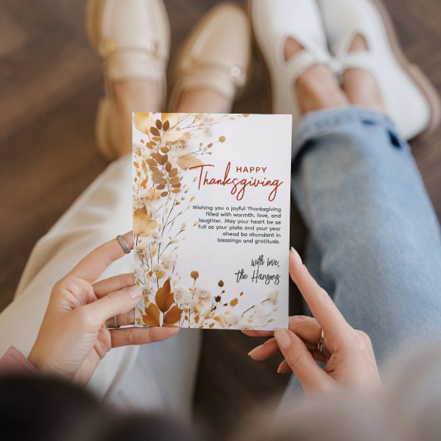 Cartes Pour Fêtes Annuelles Élégant automne floral Thanksgiving Custom (Créateur téléchargé)