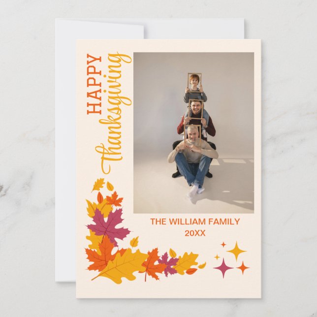 Cartes Pour Fêtes Annuelles Elégant automne Leave Bon thanksgiving Photo (Devant)