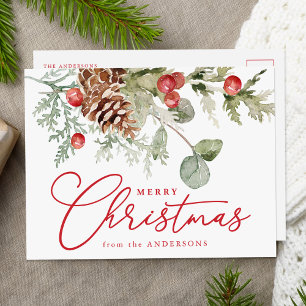Cartes Pour Fêtes Annuelles Elégant Baies Holly et cônes de pin non photo