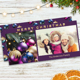 Cartes Pour Fêtes Annuelles Élégant Bauble Ornements de famille Photo Noël