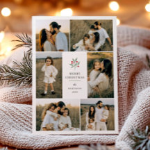 Elégant Berry Botanical Christmas 6 Photo Collage