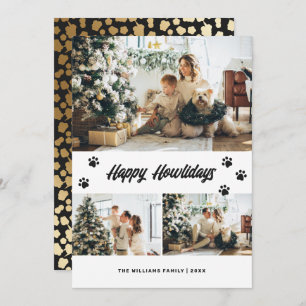 Cartes Pour Fêtes Annuelles Elégant Black and Gold Happy Howlidays Photo