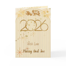 Elegant Black Gold Happy New Year 2026 Greeting