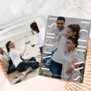 Cartes Pour Fêtes Annuelles Élégant blanc deux photo élégant plus heureux