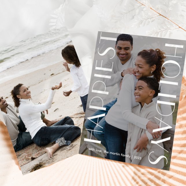 Cartes Pour Fêtes Annuelles Élégant blanc deux photo élégant plus heureux (Créateur téléchargé)