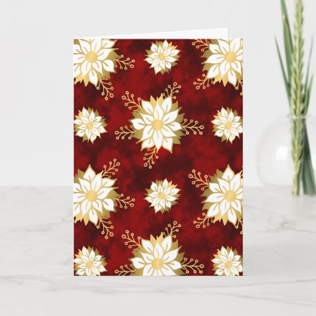 Cartes Pour Fêtes Annuelles Élégant Blanc Poinsettia Fleur Noël (Devant)