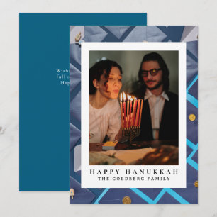 Cartes Pour Fêtes Annuelles Elégant bleu Happy Hanoukka Family 1 Photo