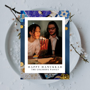Cartes Pour Fêtes Annuelles Elégant bleu Happy Hanoukka Family 1 Photo