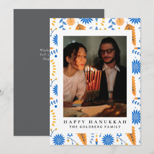 Cartes Pour Fêtes Annuelles Elégant bleu Happy Hanoukka Family 1 Photo