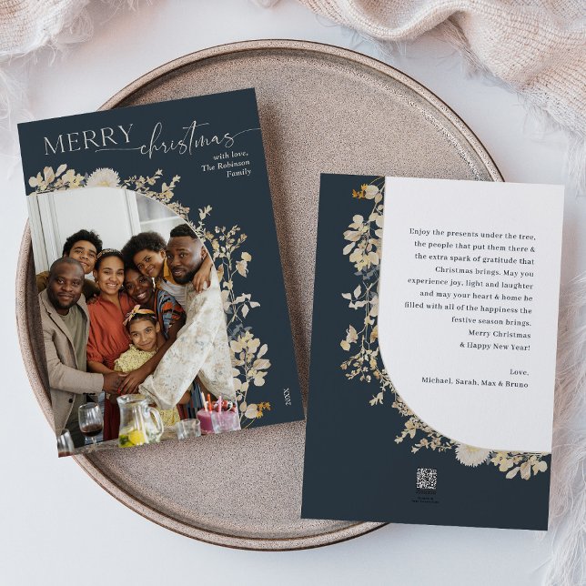 Cartes Pour Fêtes Annuelles Elégant Bleu Joyeux Noël 1 Arche photo (Créateur téléchargé)