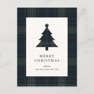 Cartes Pour Fêtes Annuelles Elégant bleu marine et vert Plaid Noël