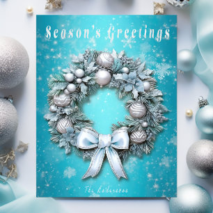 Cartes Pour Fêtes Annuelles Elégant bleu Turquoise et argent de la couronne No