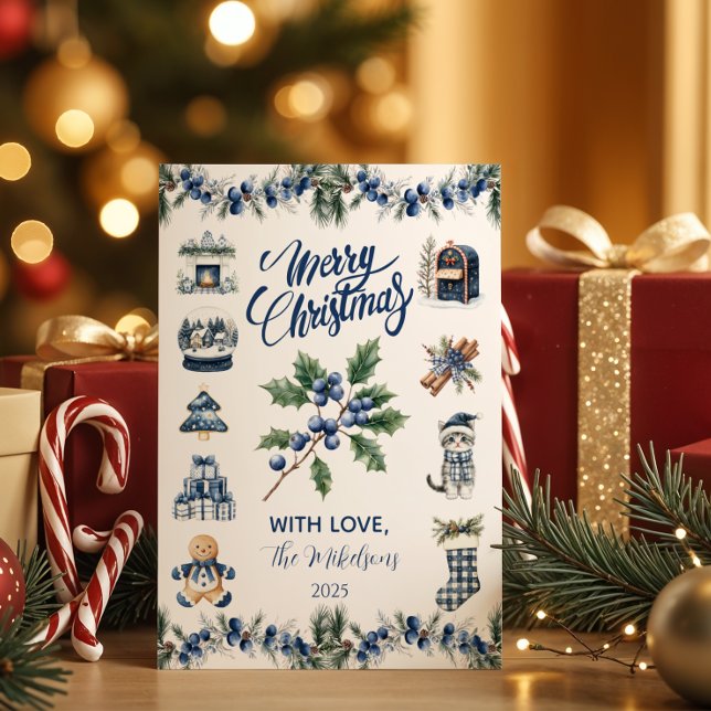 Cartes Pour Fêtes Annuelles Elegant Blue Chinoiserie Christmas (Créateur téléchargé)