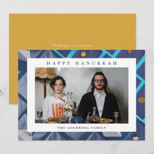Cartes Pour Fêtes Annuelles Elegant Blue Joyeux Hanukkah Famille 1 Photo