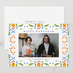 Cartes Pour Fêtes Annuelles Elegant Blue Joyeux Hanukkah Famille 1 Photo