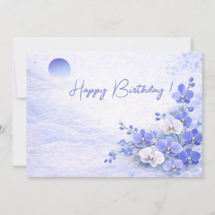Cartes Pour Fêtes Annuelles Elegant Blue Orchid Birthday Card
