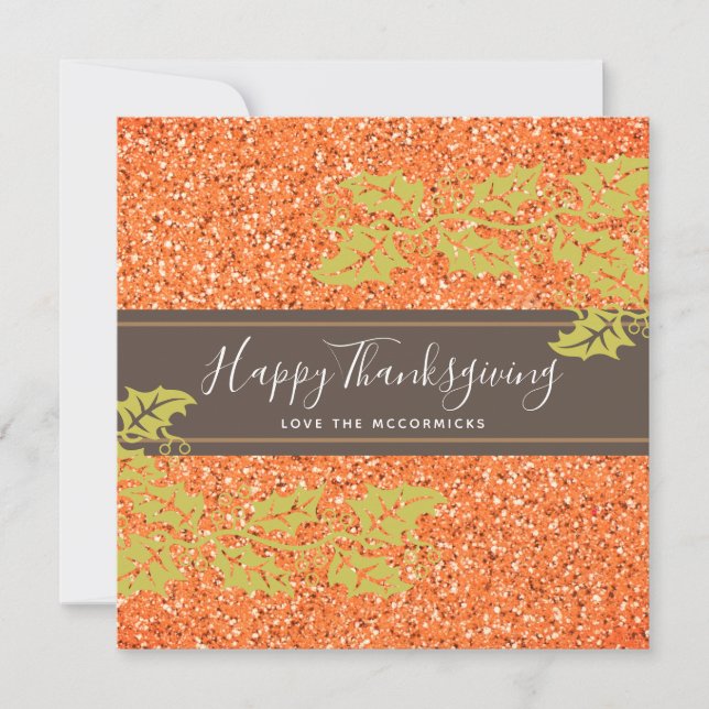 Cartes Pour Fêtes Annuelles Élégant Bon thanksgiving Script Parties scintillan (Devant)
