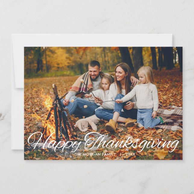 Cartes Pour Fêtes Annuelles Élégant Bon thanksgiving Script Typographie Photo (Devant)