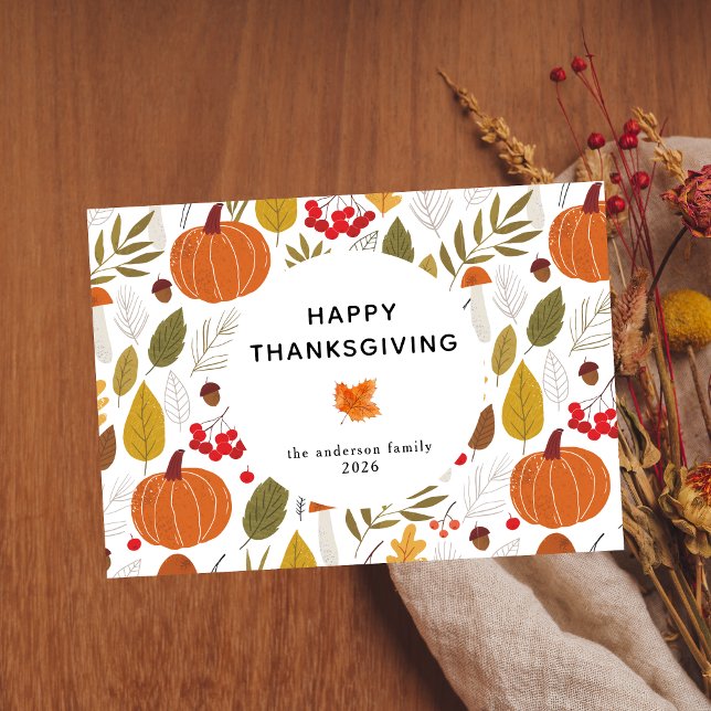 Cartes Pour Fêtes Annuelles Élégant Bon thanksgiving simple Feuilles d'automne (Créateur téléchargé)