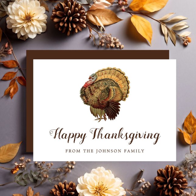 Cartes Pour Fêtes Annuelles Élégant Bon thanksgiving turc (Elegant Turkey Happy Thanksgiving Holiday Card)