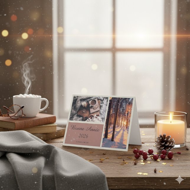 Cartes Pour Fêtes Annuelles Elegant Bonne Année 2026 Folded Greeting Card (Créateur téléchargé)