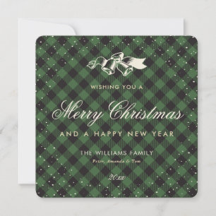 Cartes Pour Fêtes Annuelles Élégant Buffle vert Plaid Neige traditionnelle