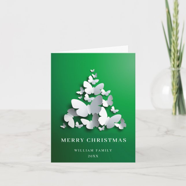Cartes Pour Fêtes Annuelles Elegant Butterfly Monarch Christmas Tree Greeting (Devant)