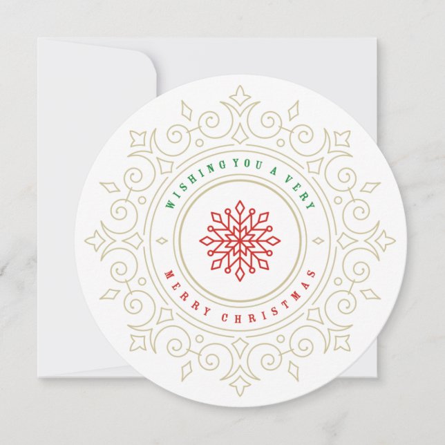 Cartes Pour Fêtes Annuelles Elégant cadre de flocon de neige Orné Salutation d (Devant)
