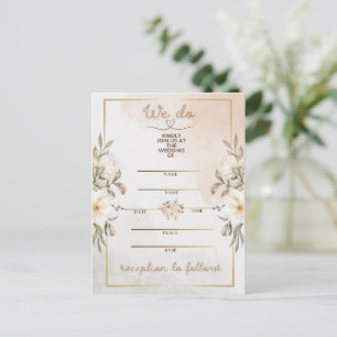 Cartes Pour Fêtes Annuelles Élégant cadre doré aquarelle beige floral minimal