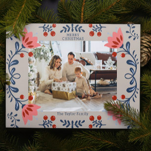 Cartes Pour Fêtes Annuelles Elégant cadre floral photo de Noël