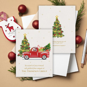 Cartes Pour Fêtes Annuelles Élégant Camion Rouge Vintage Arbre de Noël