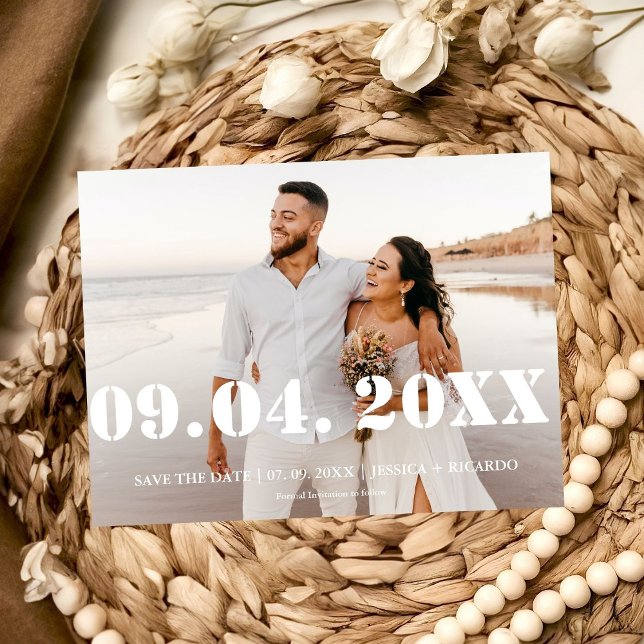 Cartes Pour Fêtes Annuelles Élégant & Chic Bold Lettre Mariage enregistrer la  (Créateur téléchargé)