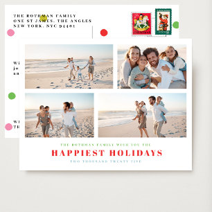 Cartes Pour Fêtes Annuelles Elégant CHIC Couleur 4 Photo Collage LE PLUS HEURE