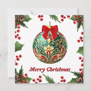 Cartes Pour Fêtes Annuelles Élégant Chic Rustique Coloré Joyeux Balle de Noël