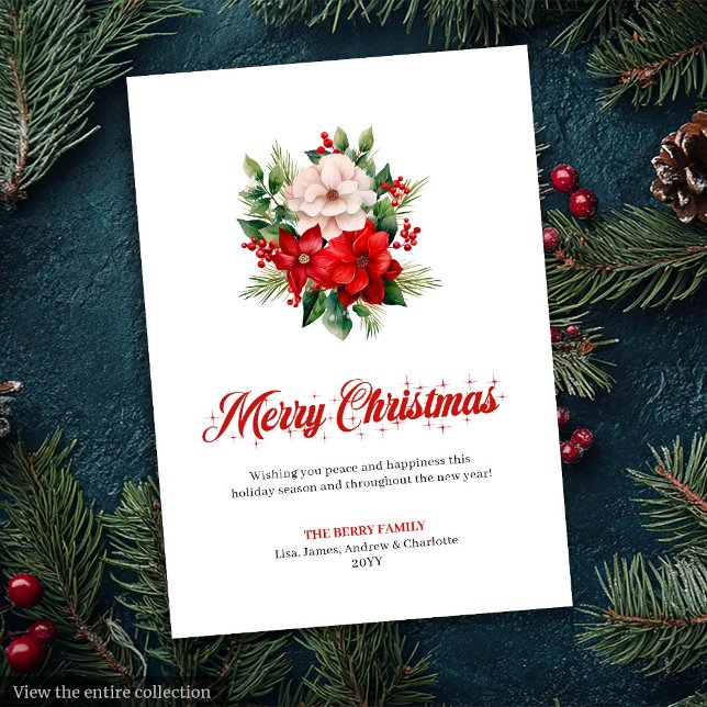 Cartes Pour Fêtes Annuelles Elegant Christmas Bouquet Script Font Greeting  (Elegant Christmas Bouquet Script Font Greeting Card

)