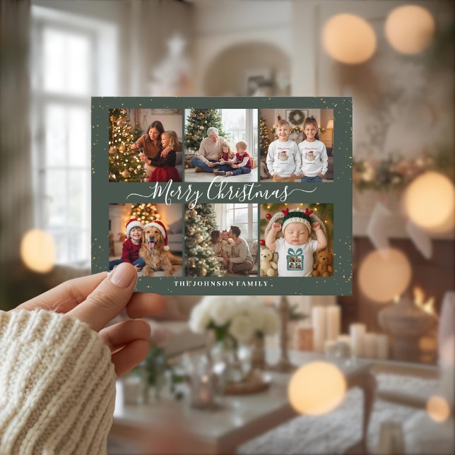 Cartes Pour Fêtes Annuelles Elegant Christmas Photo Collage (Créateur téléchargé)