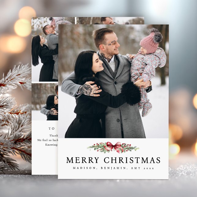 Cartes Pour Fêtes Annuelles Elegant Christmas Photo Collage Simple  (Créateur téléchargé)