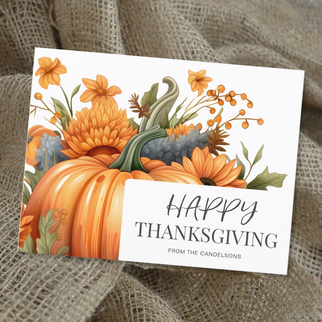 Cartes Pour Fêtes Annuelles Elégant Citrouille aquarelle Thanksgiving (Créateur téléchargé)
