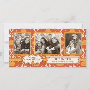 Cartes Pour Fêtes Annuelles Élégant Citrouille Damask Imprimer pour Thanksgivi