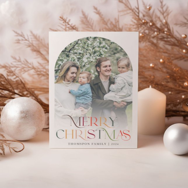 Cartes Pour Fêtes Annuelles Élégant classique Joyeux Noël Deux photos (Créateur téléchargé)